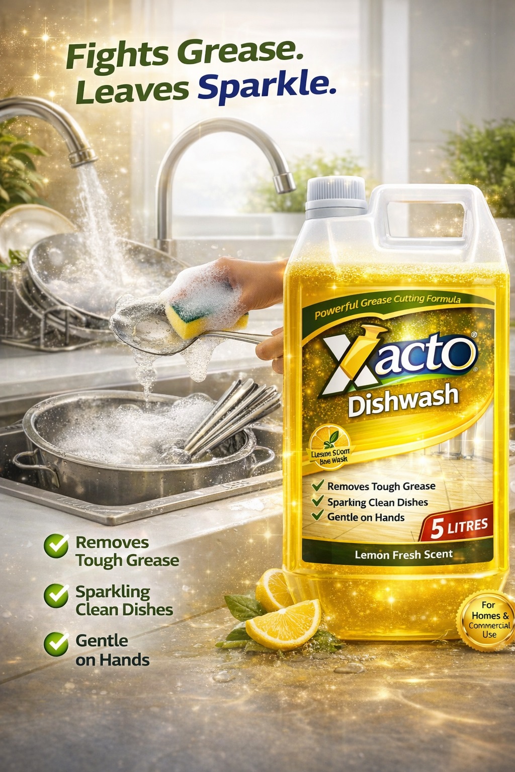 Xacto dishwash liquid supplier Noida for kitchens and bulk orders